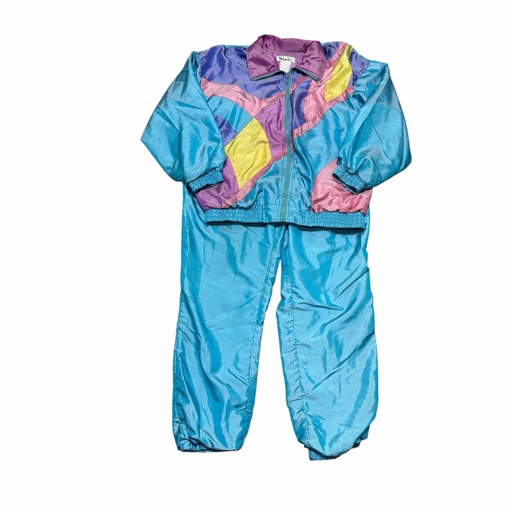 Vintage 80s Slade Track Suit Pastel Color Block Women's Size M